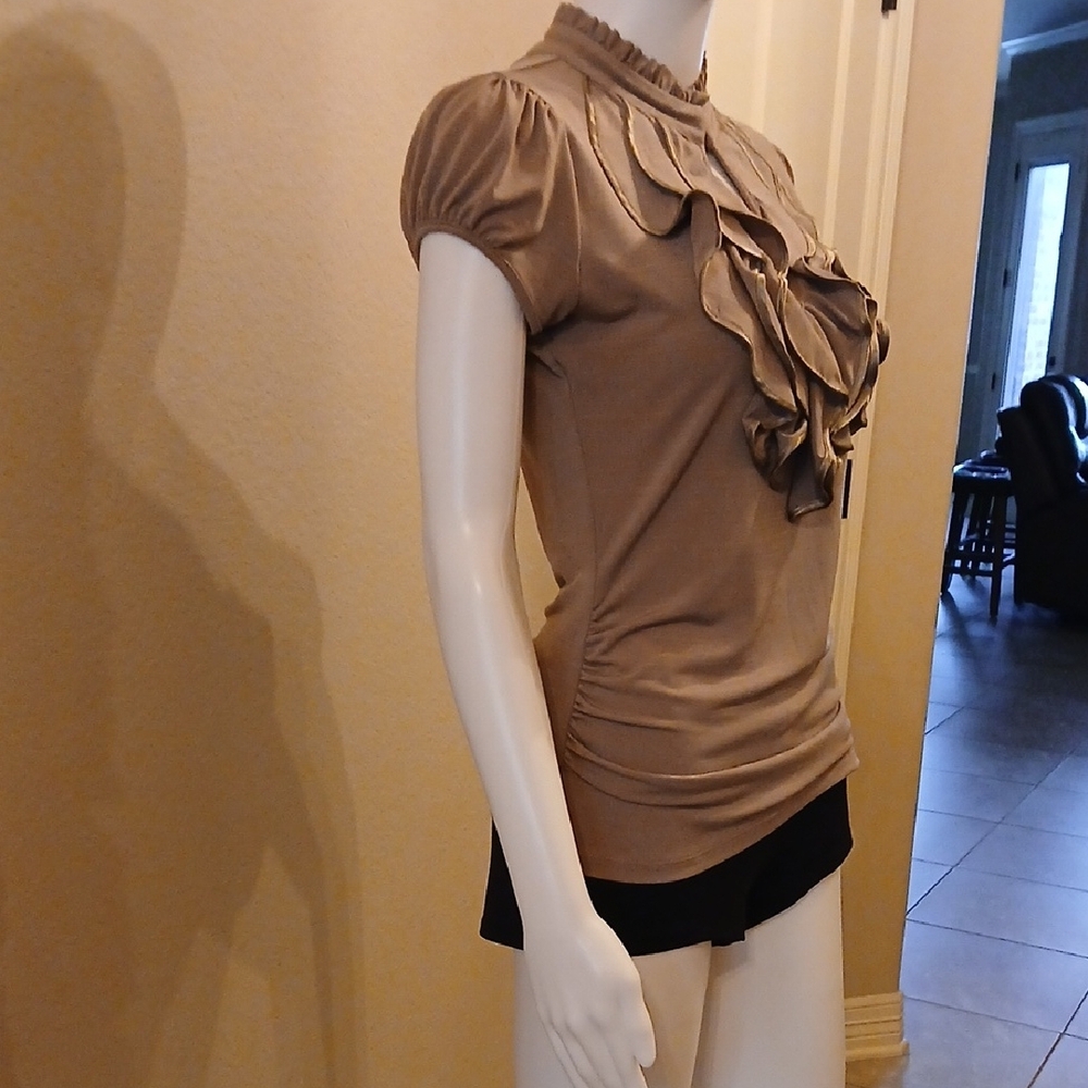 HeartSoul Tan Ruffled Blouse - Picture 4 of 12